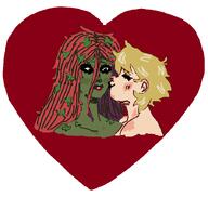 artist:ocellaroid character:harley_quinn character:poison_ivy pixel_art series:dc_comics ship:harlivy // 709x673 // 28KB