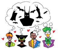 artist:ocellaroid character:batman character:catwoman character:joker character:riddler character:two-face_(harvey_dent) pixel_art series:dc_comics ship:batcat ship:batjokes ship:riddlebat ship:twobats // 1021x873 // 41KB